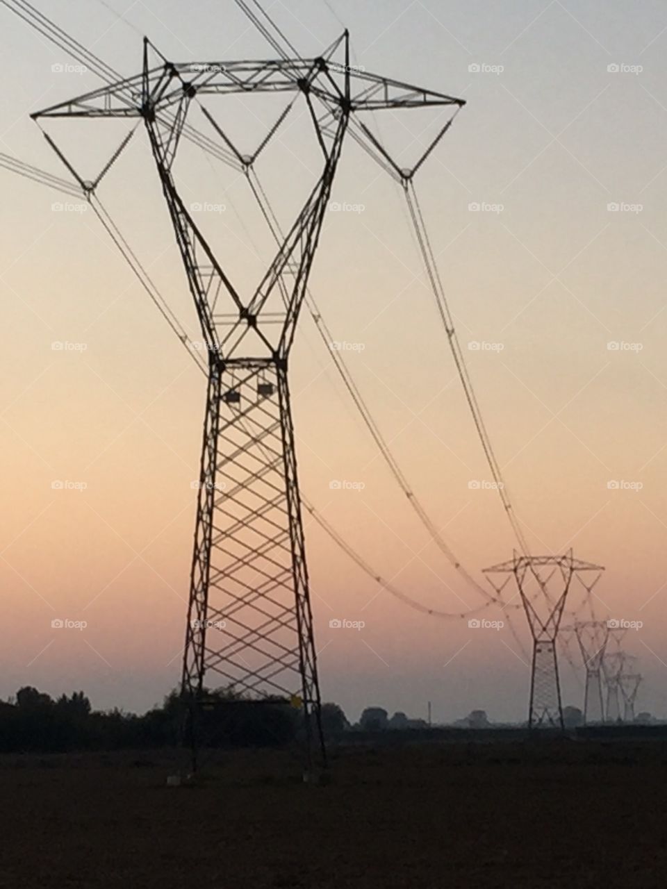 Electric cables . Electric cables at sunset 