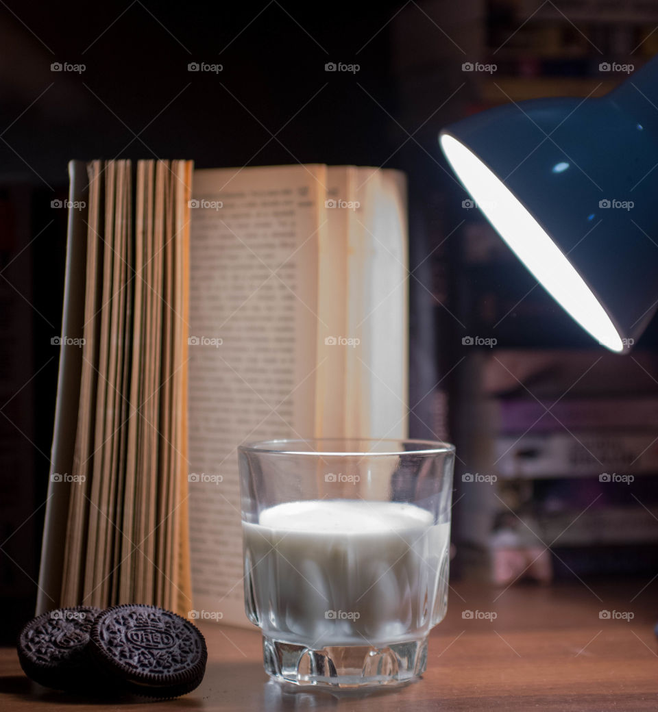 Oreo milk and book
