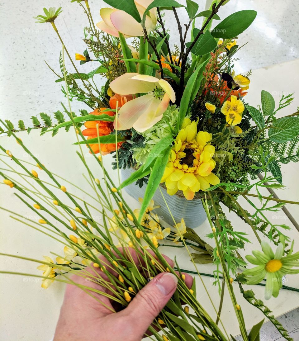 creating flower arrangements