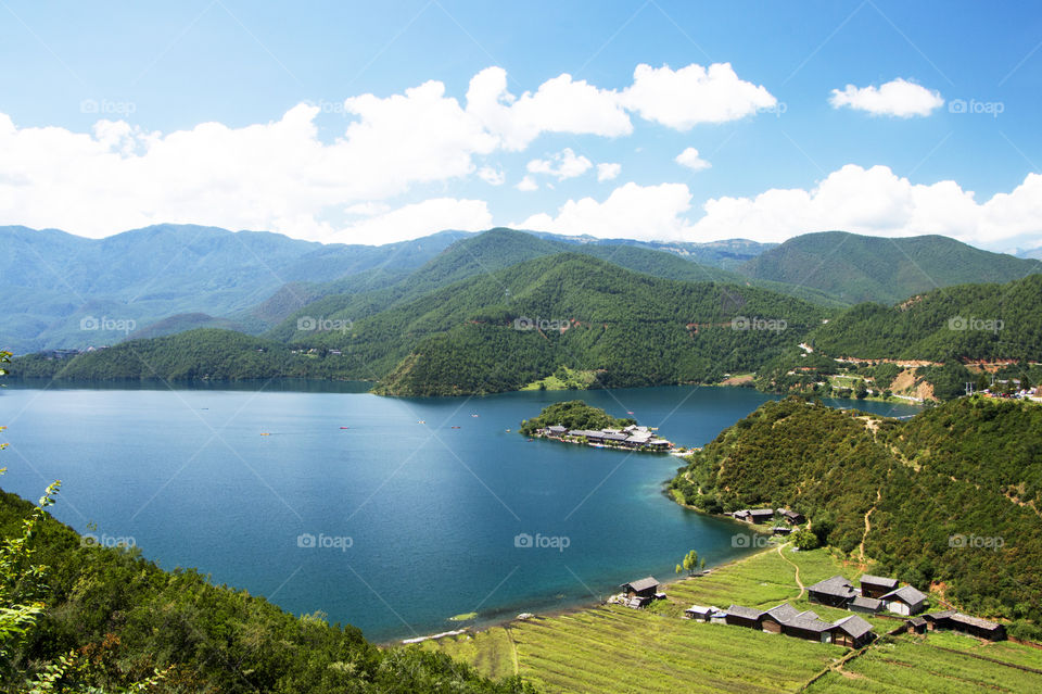 the scenery of lugu lake,lijiang,yunnan,chi