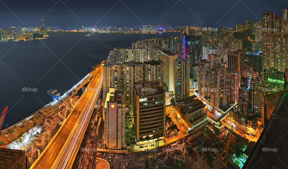 Fortress hill. Hong Kong's Fortress Hill and North Point with a bit of Hung Hom showing over the harbour. 