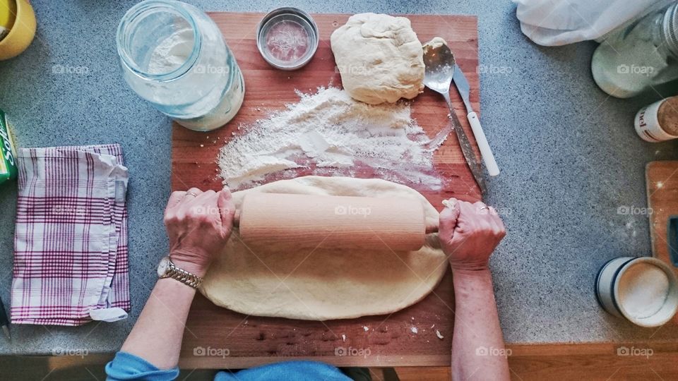 Kitchen. Baking with dough.