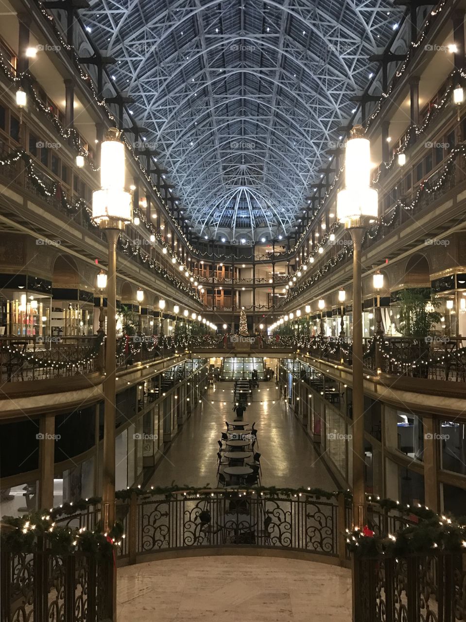 Beautiful architecture in Cleveland, Ohio during the holiday season 