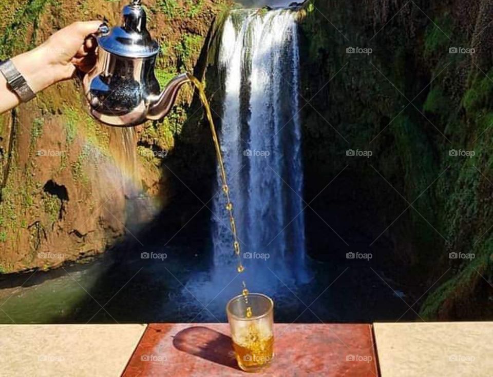 tea 🍵 in waterfalls ..MOROCCO