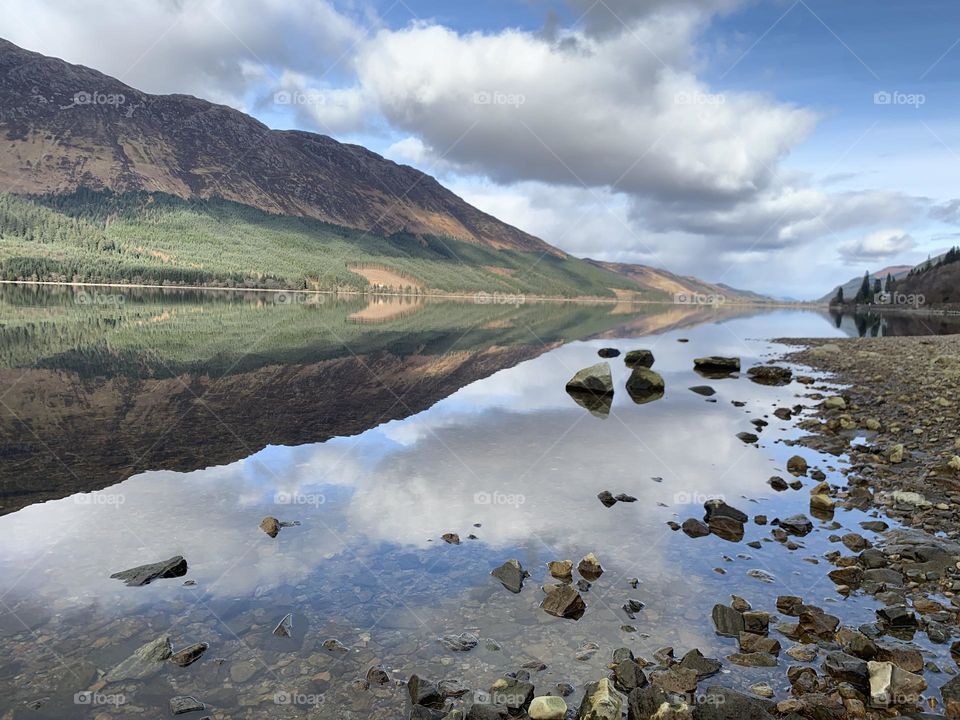 Landscape reflection Scotland road trip