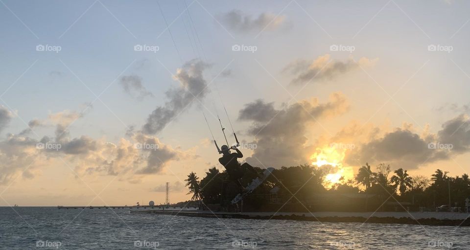 Parasailing at sunset in Key West Florida 