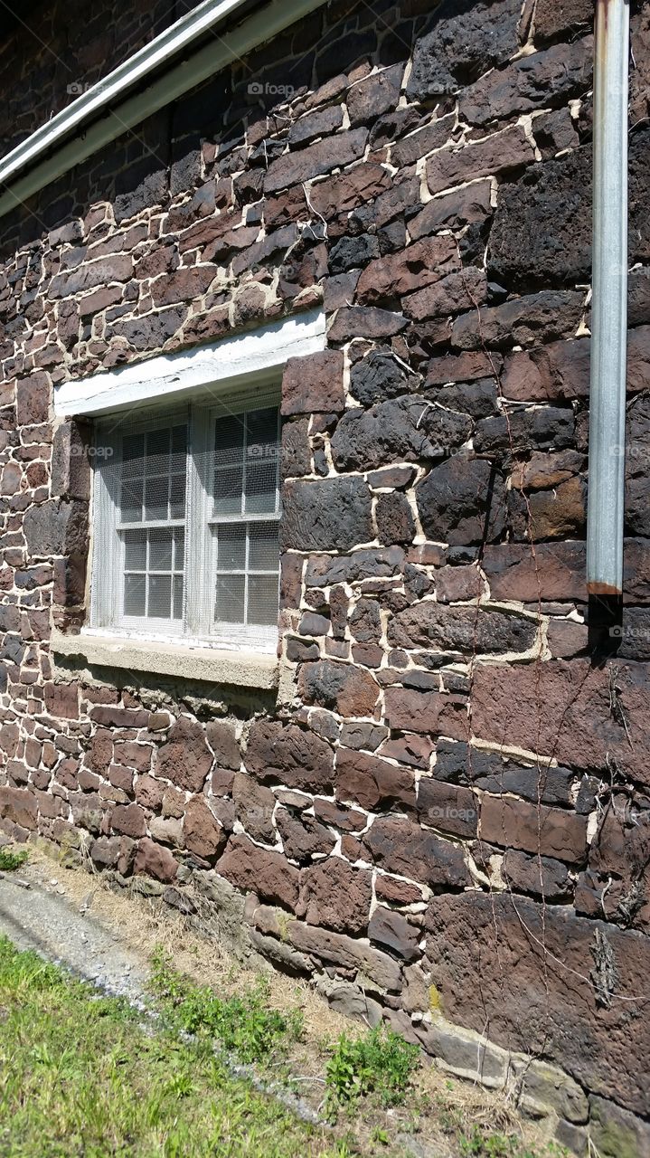 window in stone building