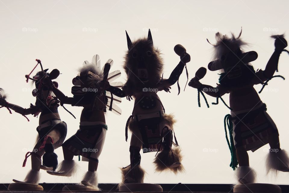 Kachina dolls in silhouette