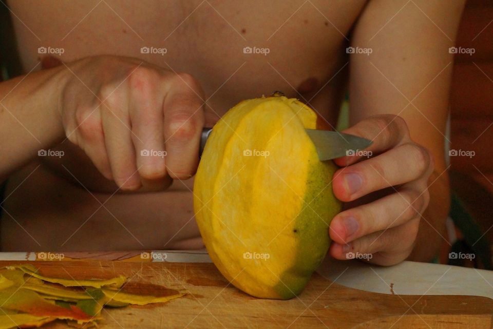 cutting fruit