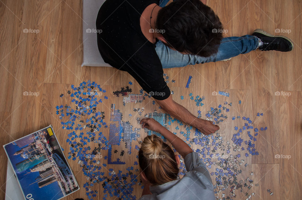 Working together on a puzzle