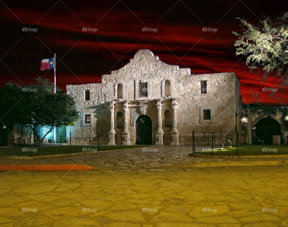 sunset night texas alamo by landon