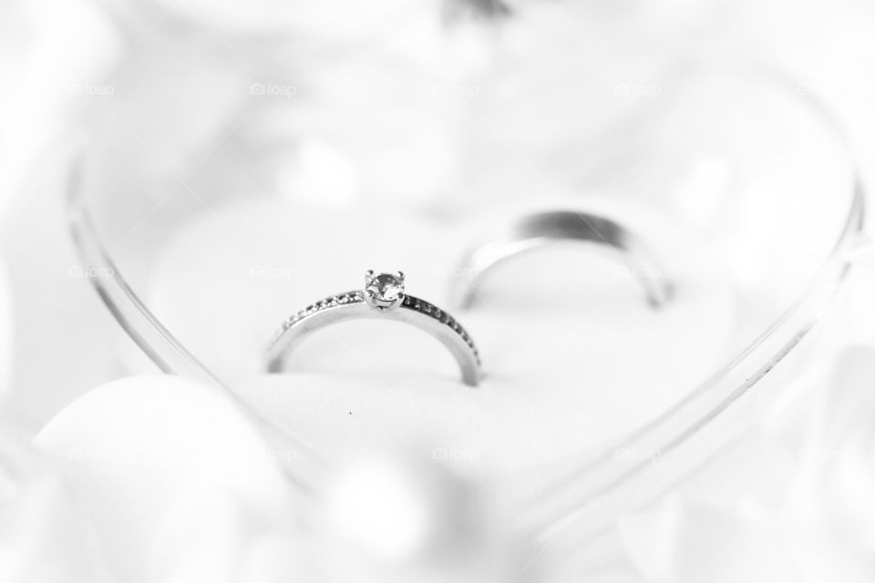 Diamond wedding ring, black and white 