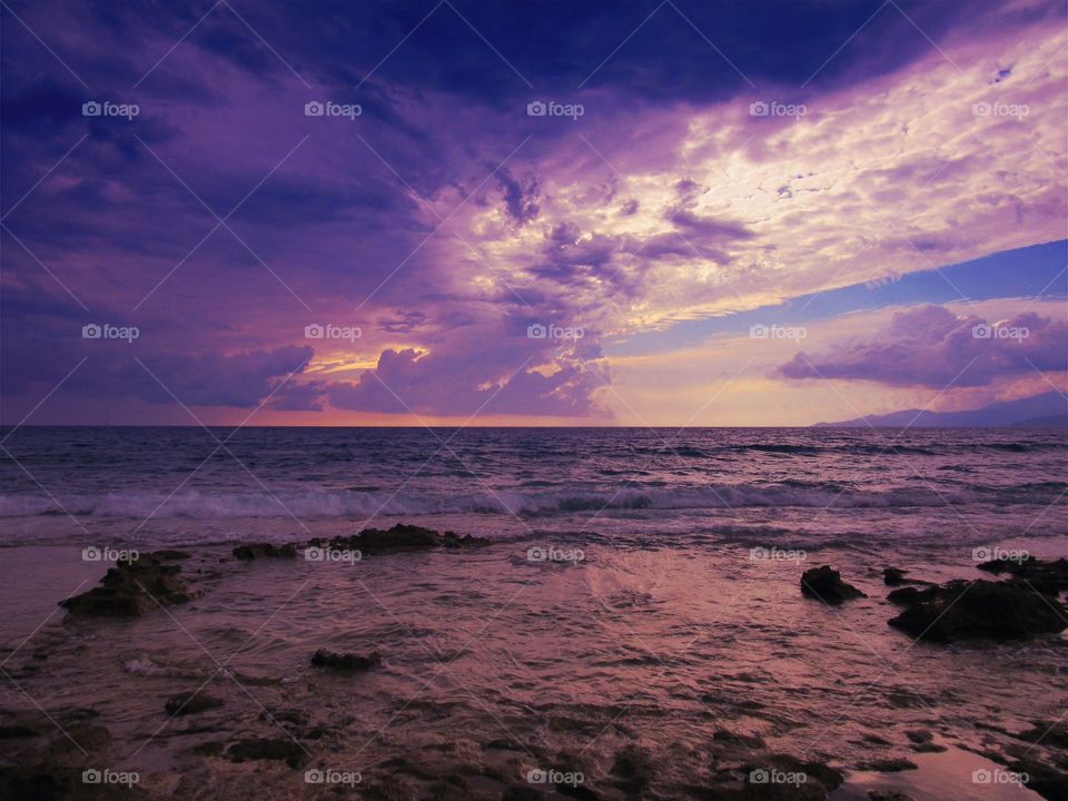 Sea of Palinuro with stormy clouds  (Italy ).