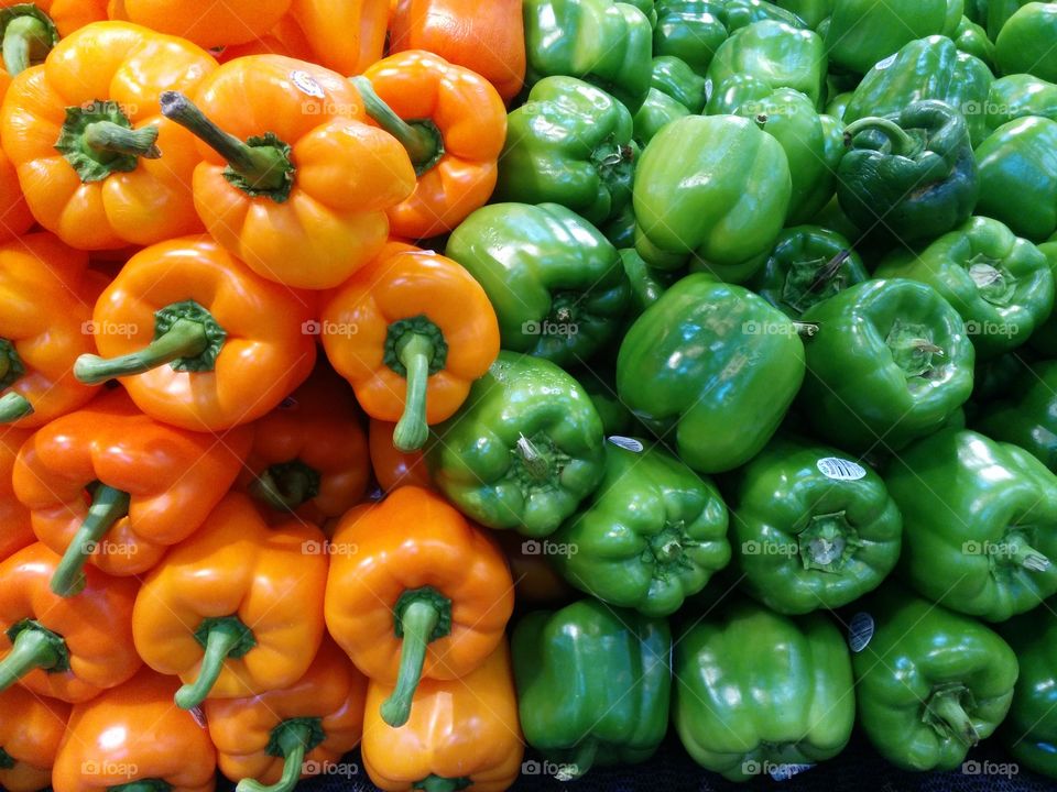 Orange and green peppers