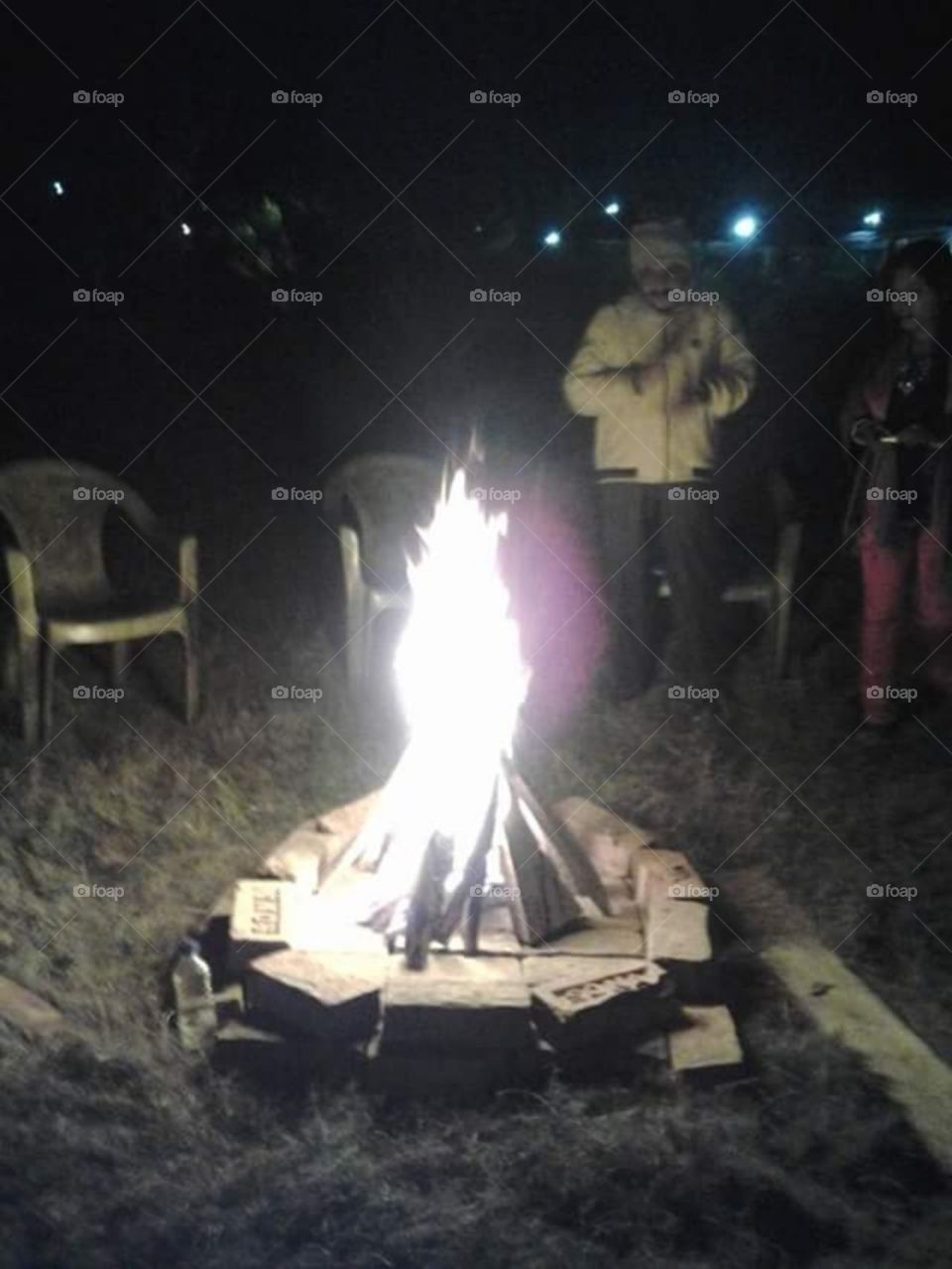 Bonfire on a winter night