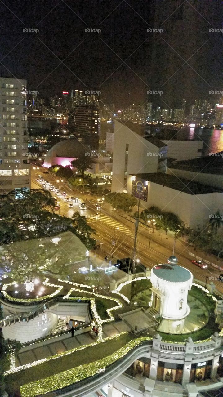 City lights. Hong Kong at night