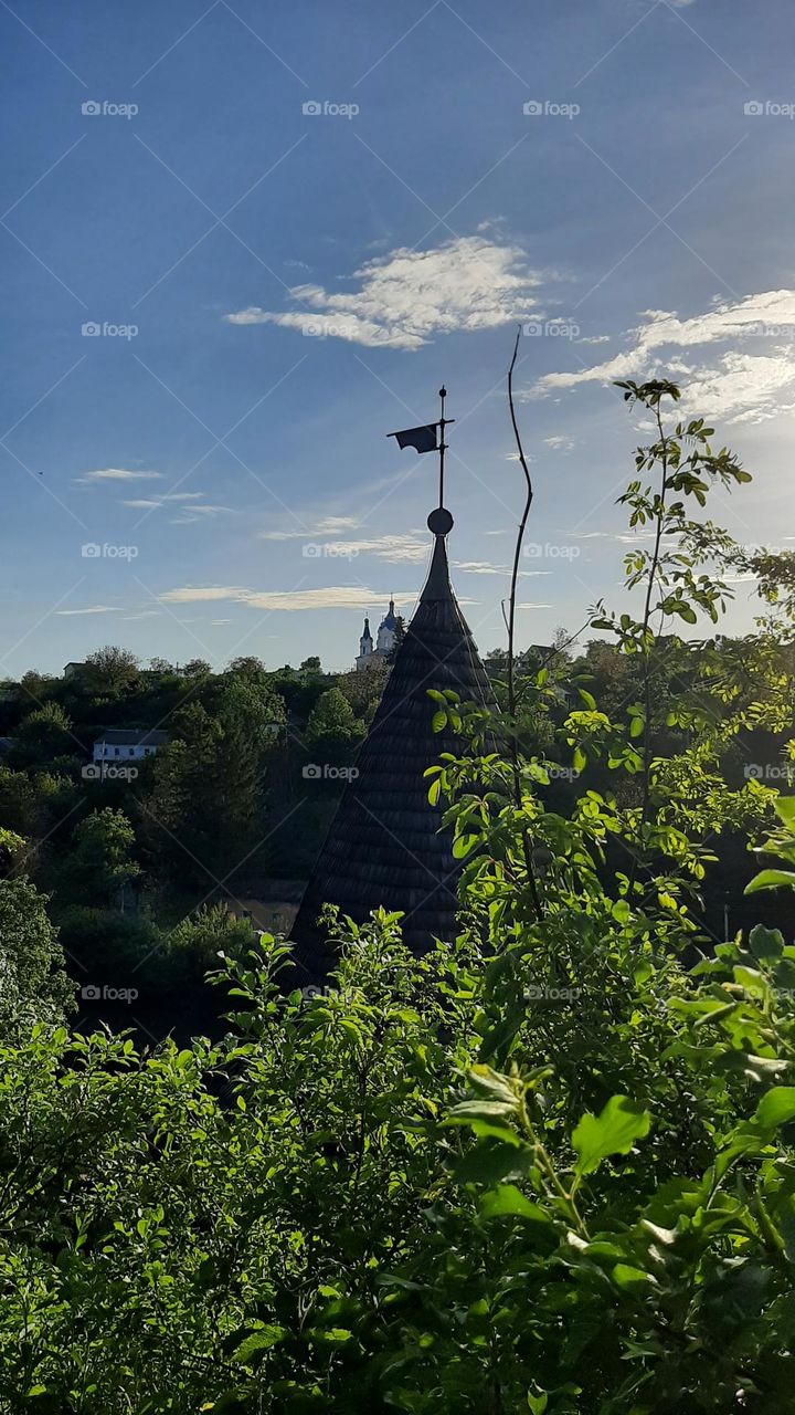 weather vane tower and sky old tower