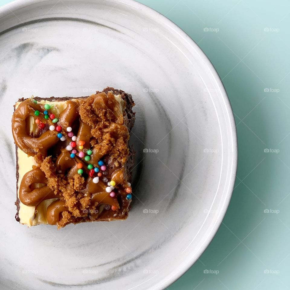 Assorted brownies on a plate of everything 