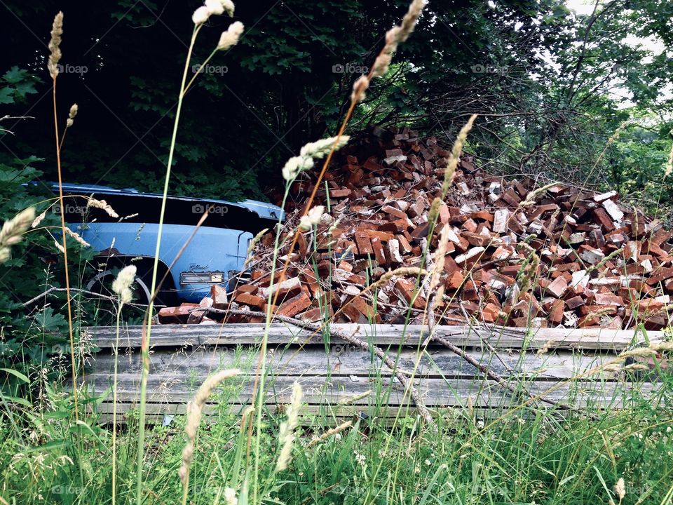 Car and bricks