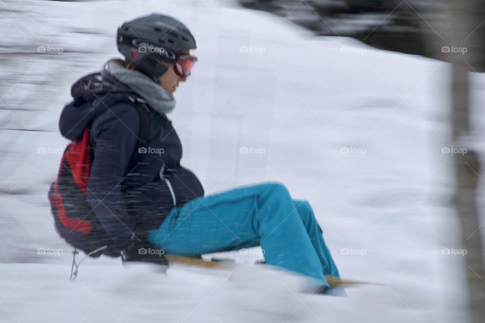 Panning Of Female Sled Racer