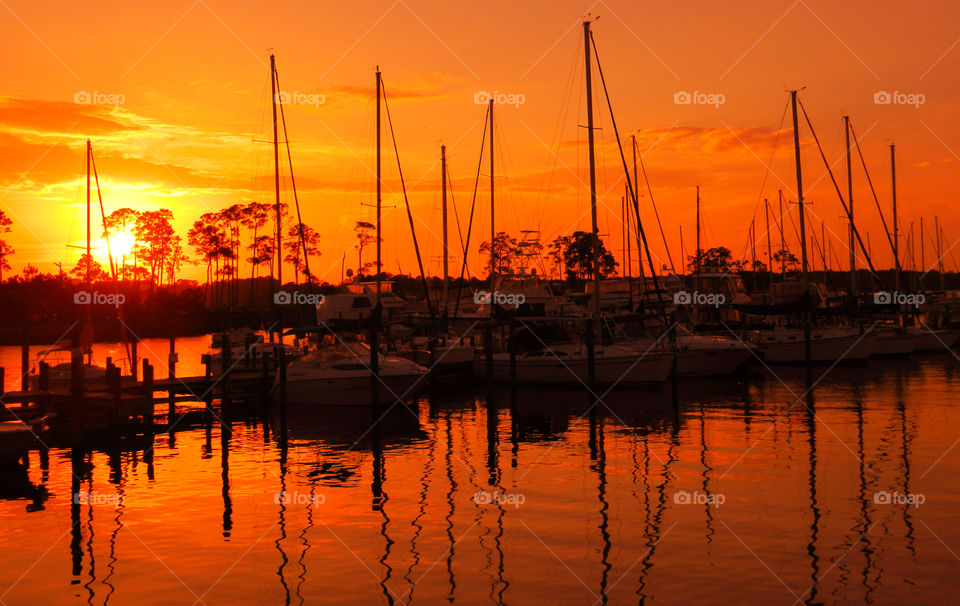 Sail boat reflection sea