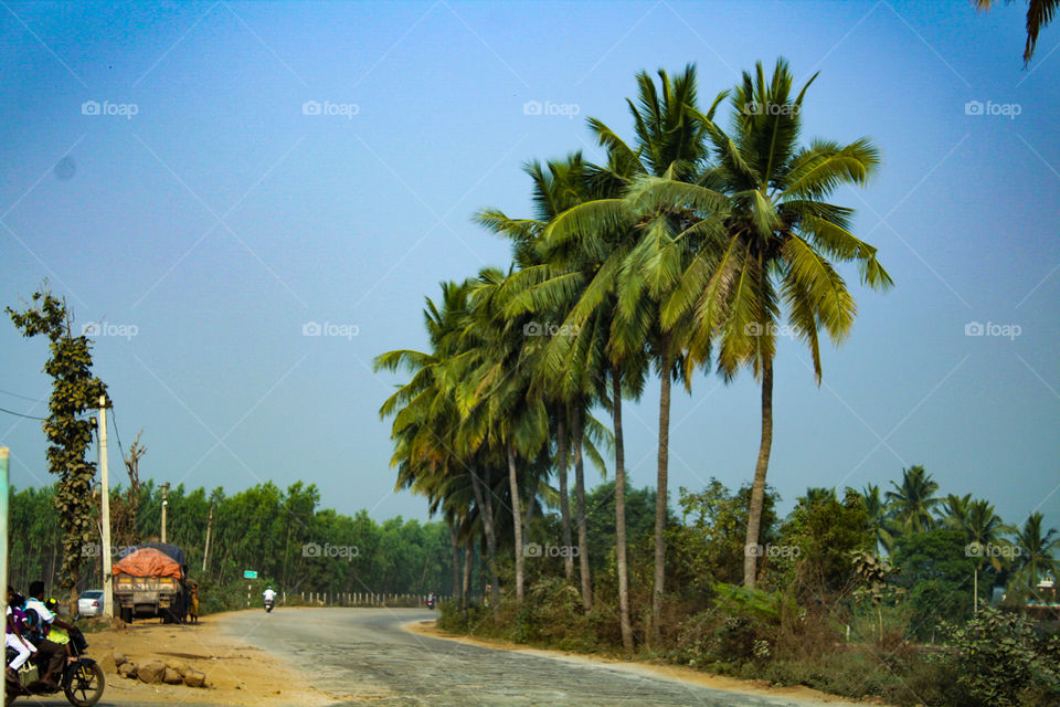 The highway roads with blue sky green greases tree's and agriculture lands with mountain around