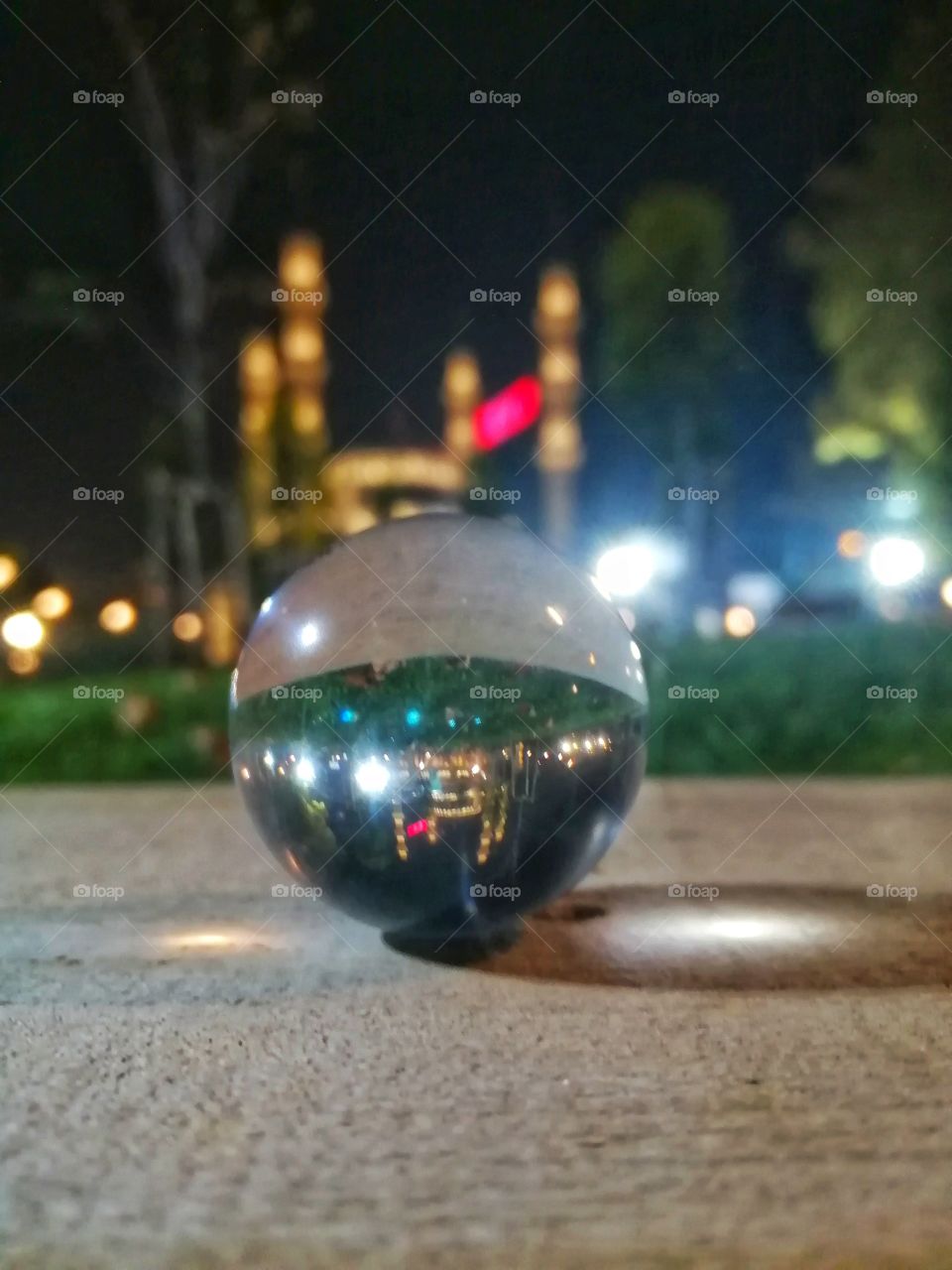 Reflection of mosque at night
