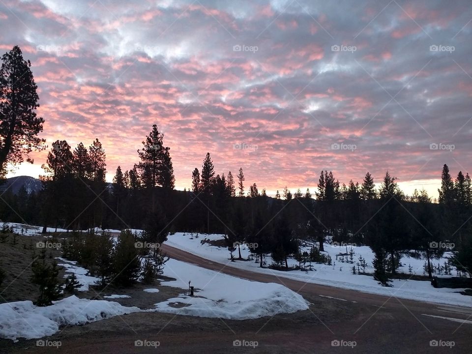 Sunrise in Seeley Lake MT, with a tinge of snow