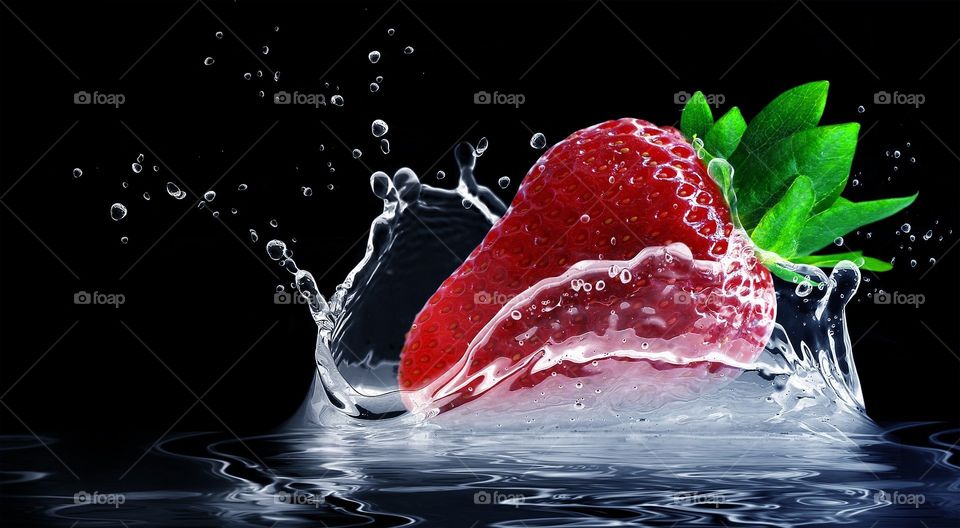 strawberry water splashes