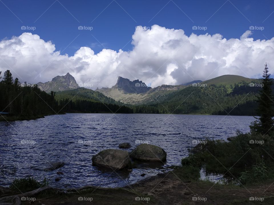 beautiful lake in the summer in Siberia