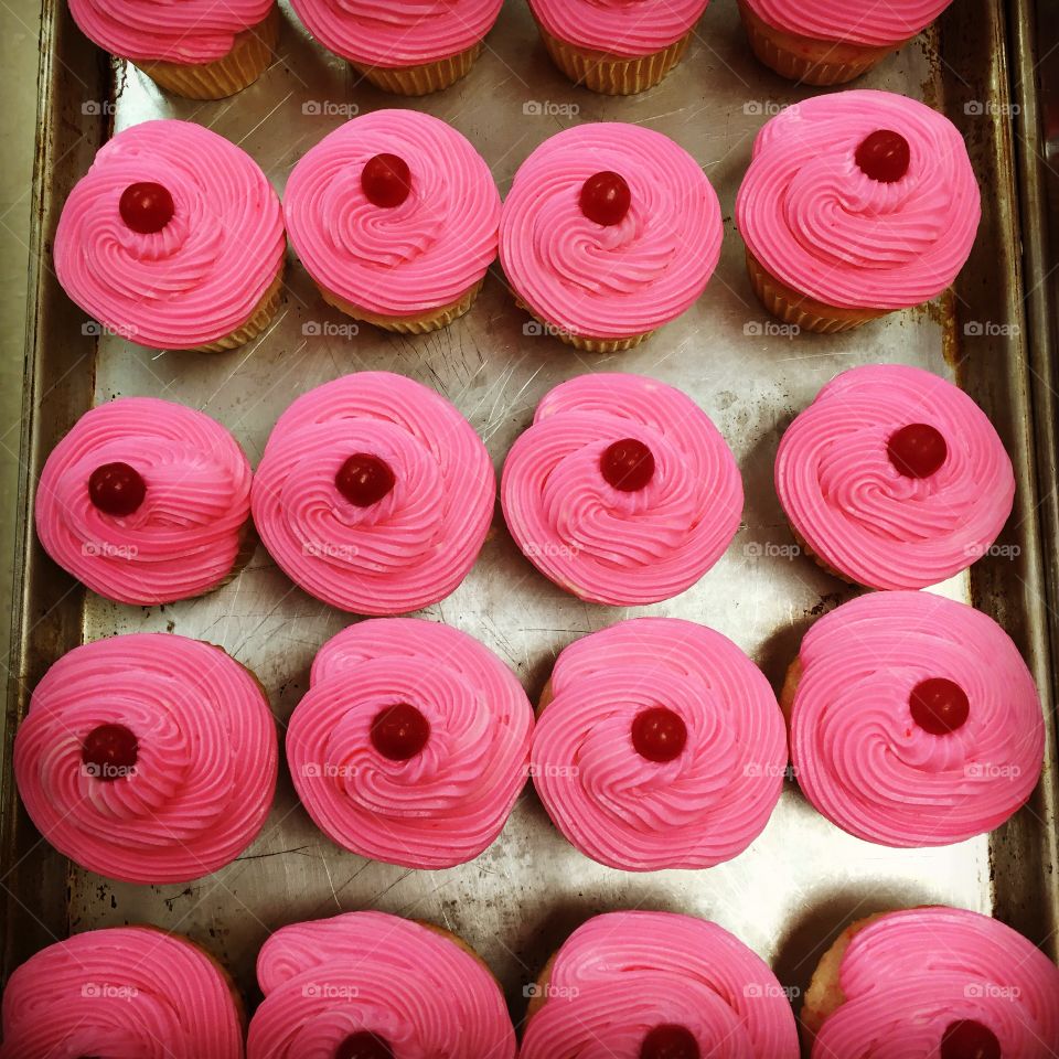 Cupcakes on baking tray