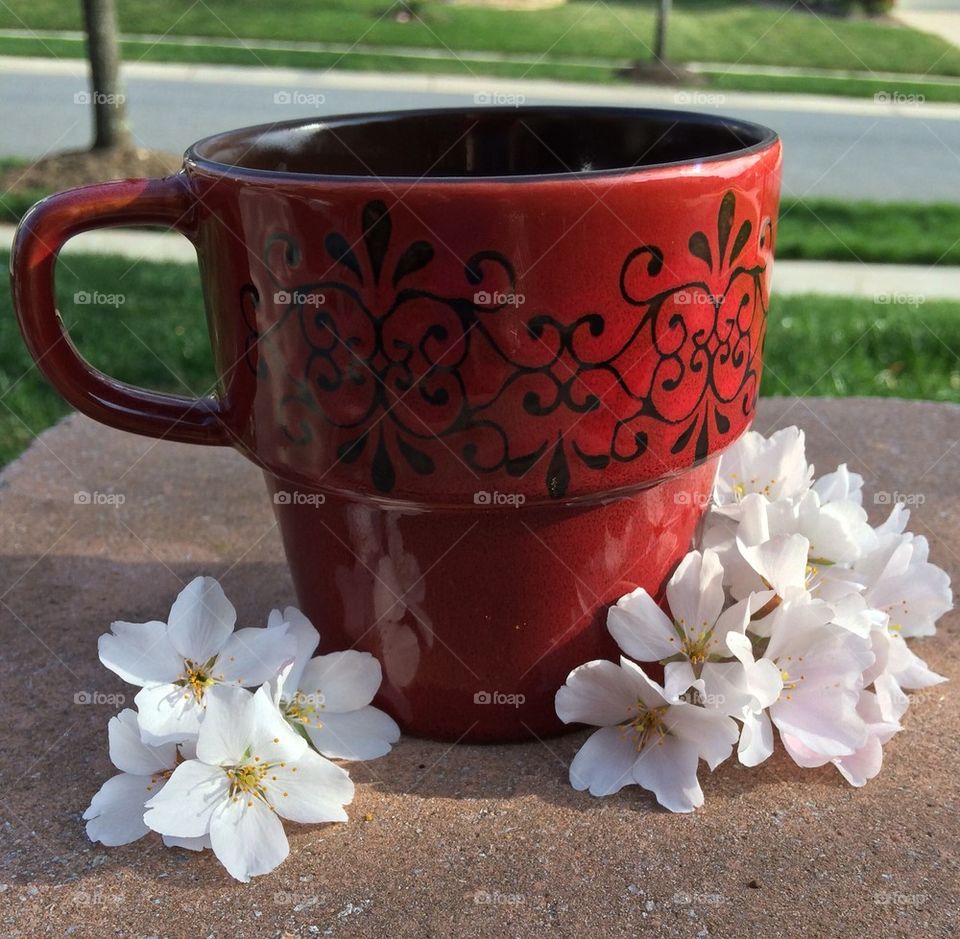 Enjoy a cup of coffee in the spring