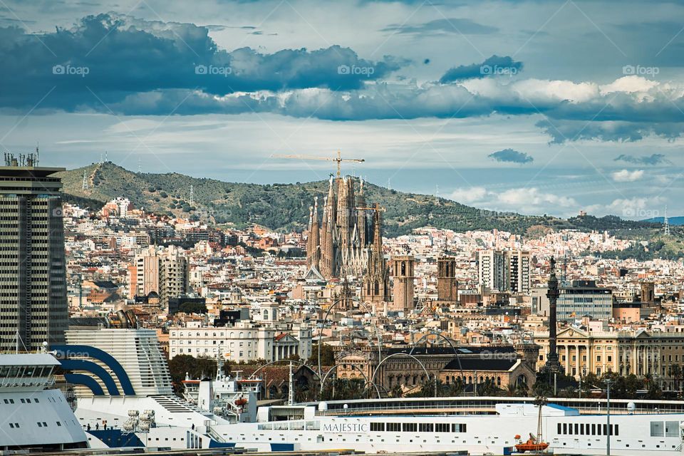 Barcelona full view from the sea