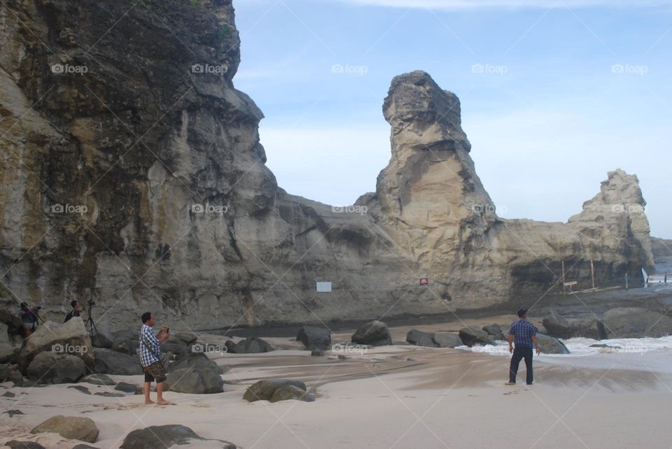 big rock on the beach