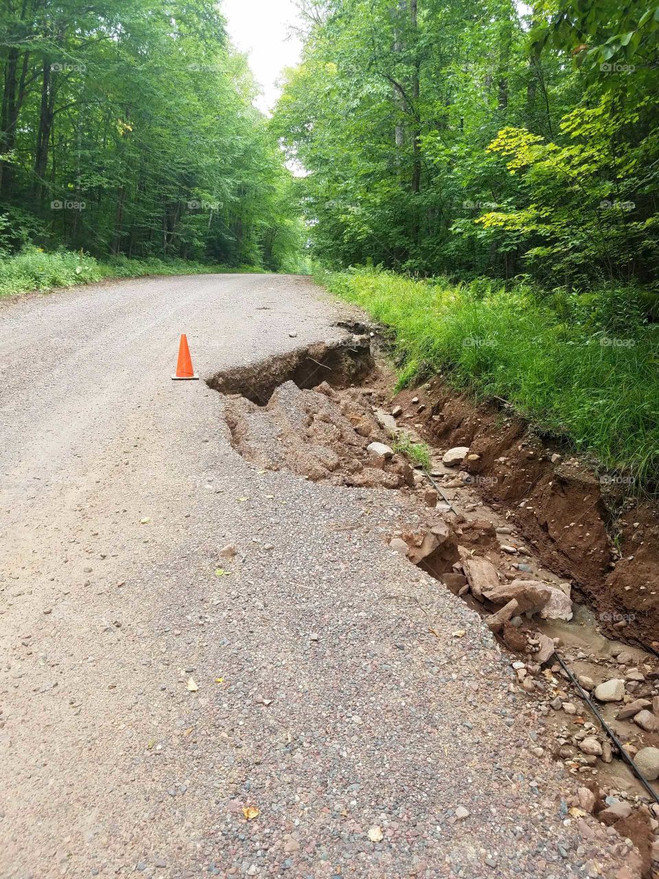 View of damaged road