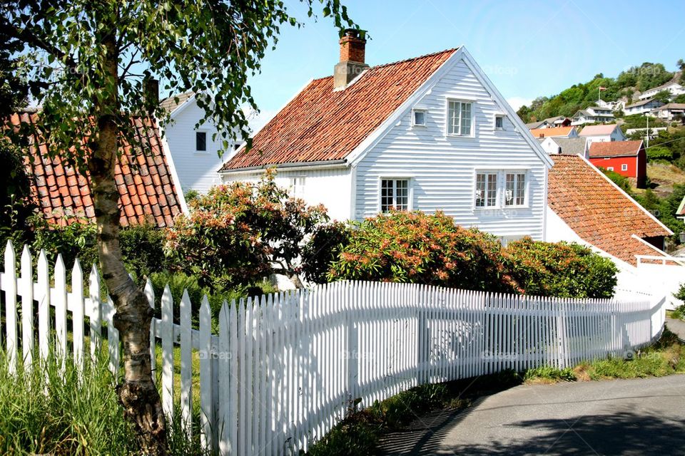 White wooden house.