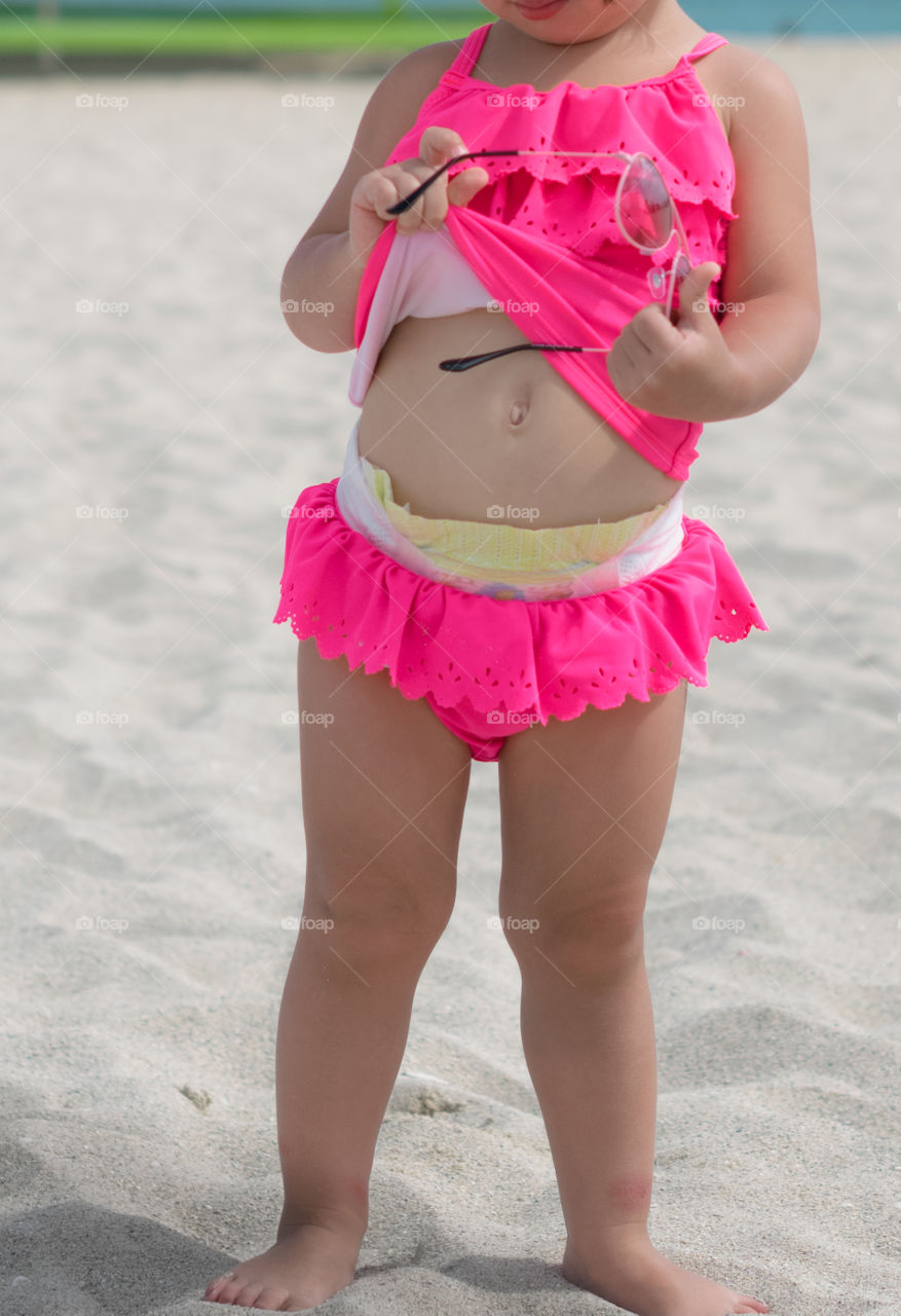 Cute pink bikini.