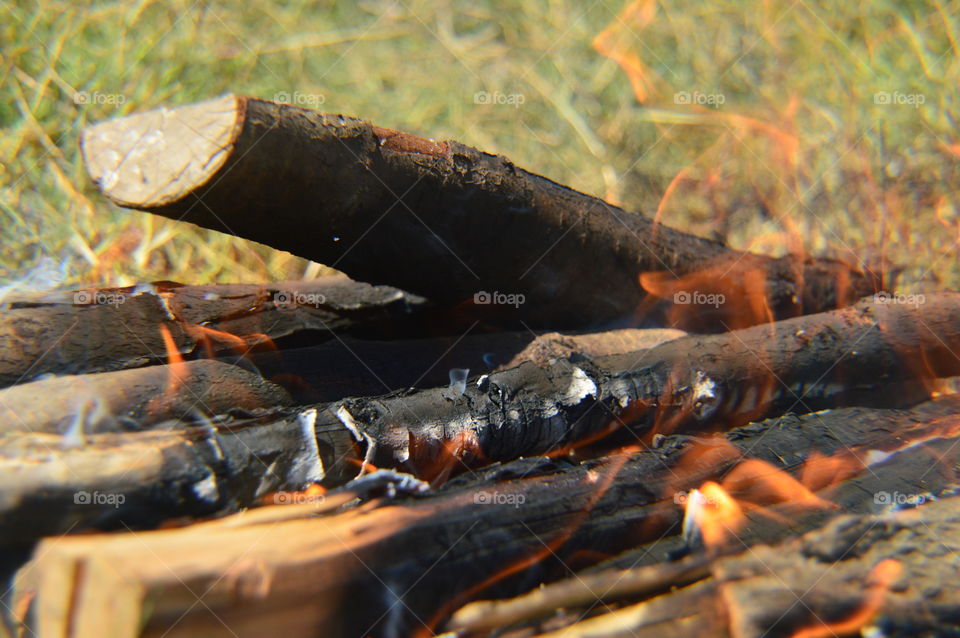 a bonfire in the open air