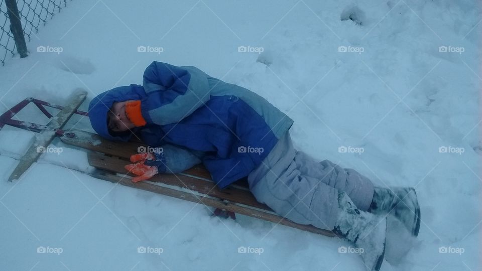 sleeping on the sled