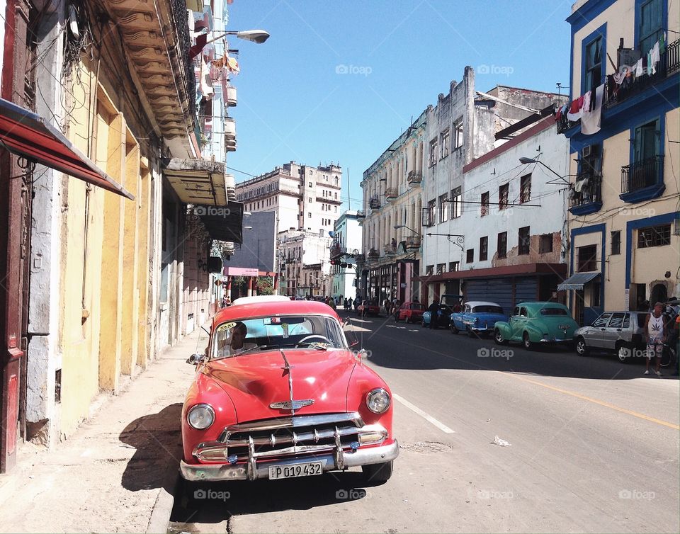 red car in Havana
