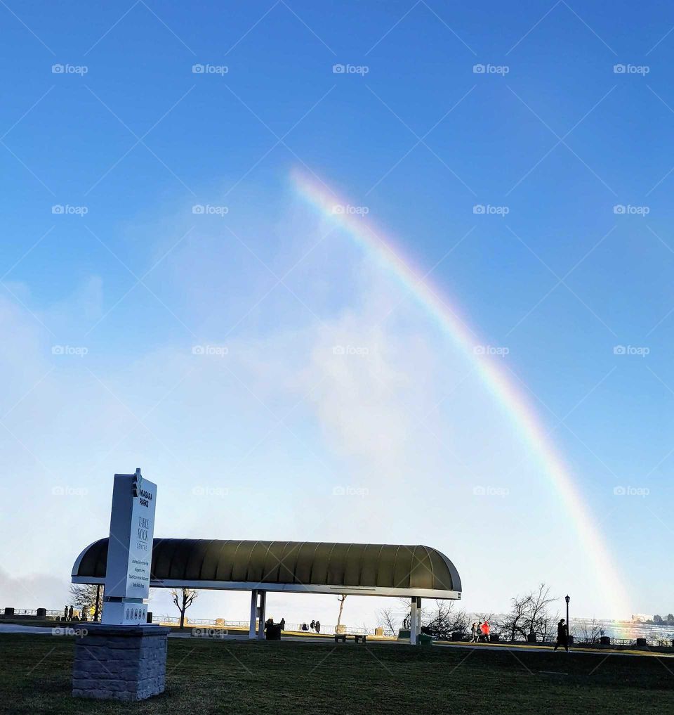 Rainbow over Niagara falls Ontario
