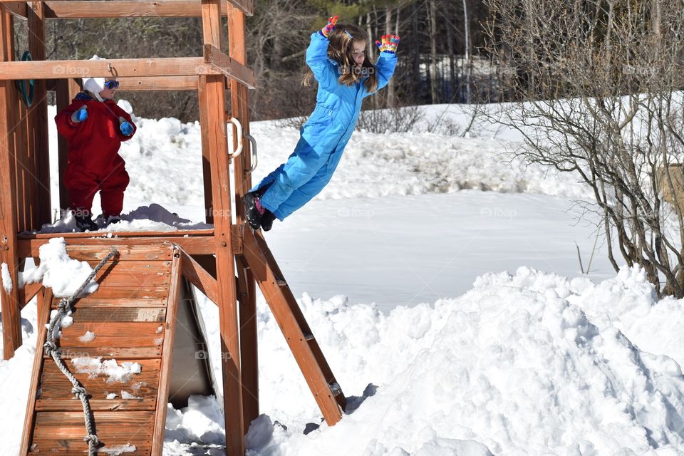 playing in the snow