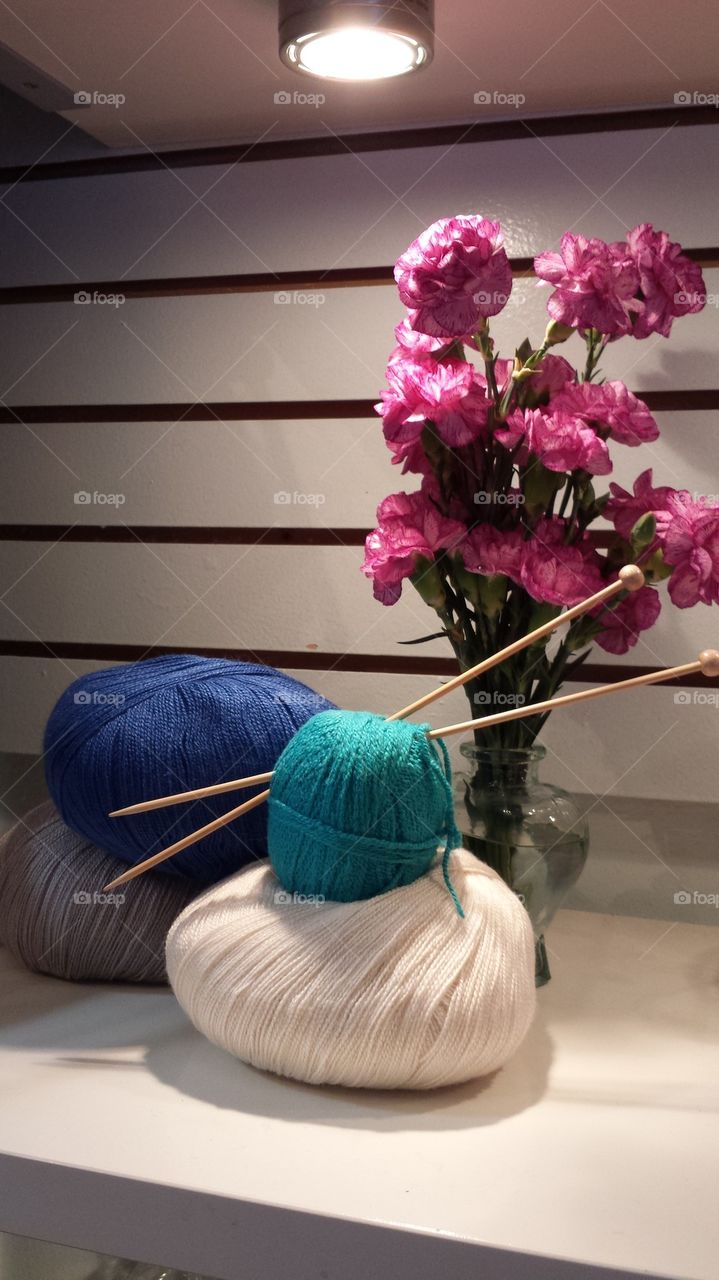 flowers and yarn