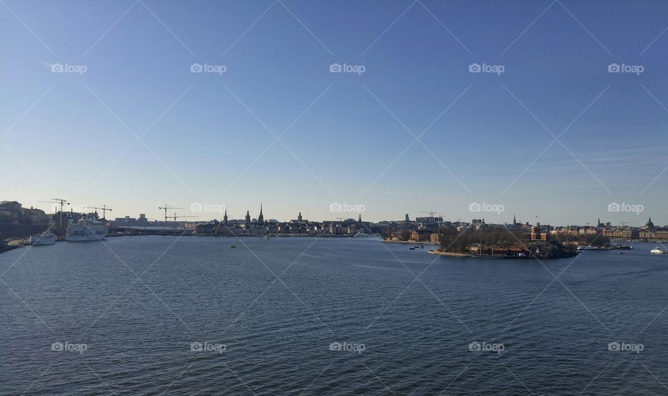 Stockholm harbor. Panorama
