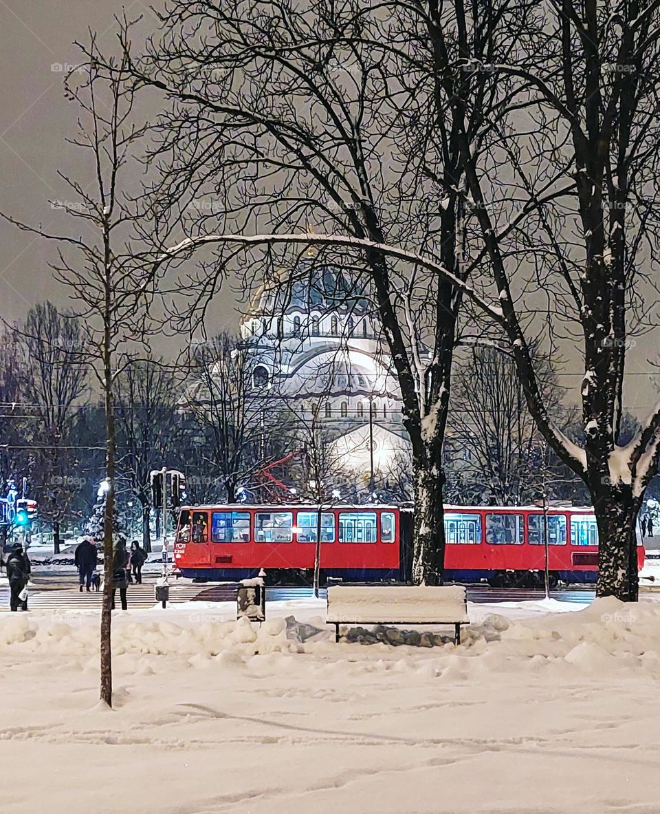 Snowy winter in the city