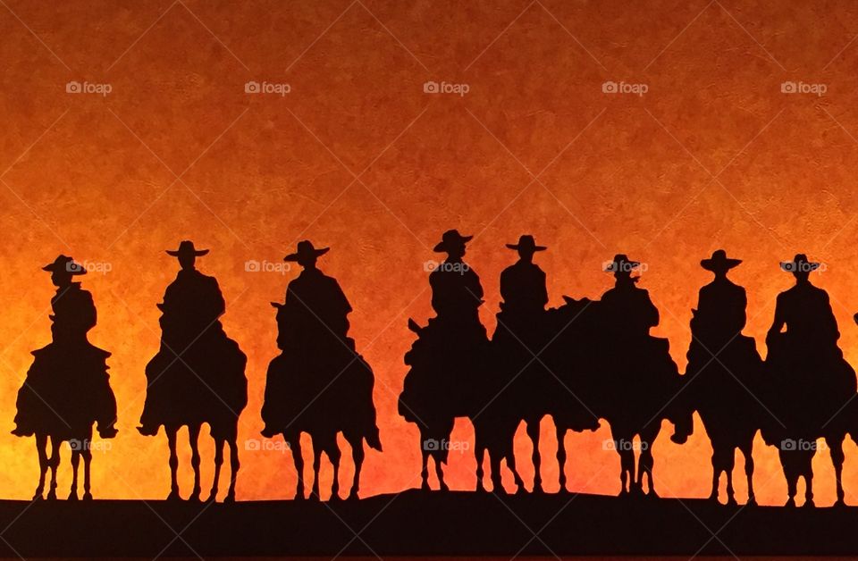 Silhouette of cowboy cutouts