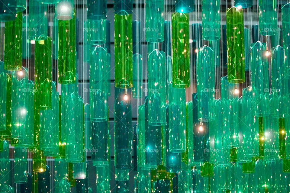 Green hanging glass tubes