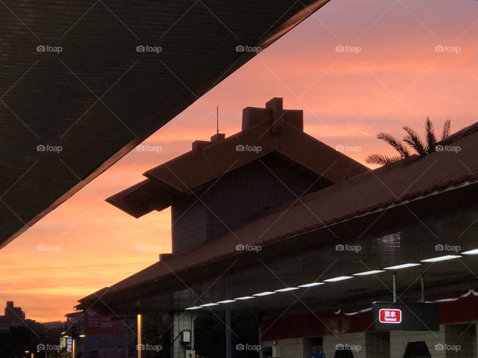 MRT Station with red sky