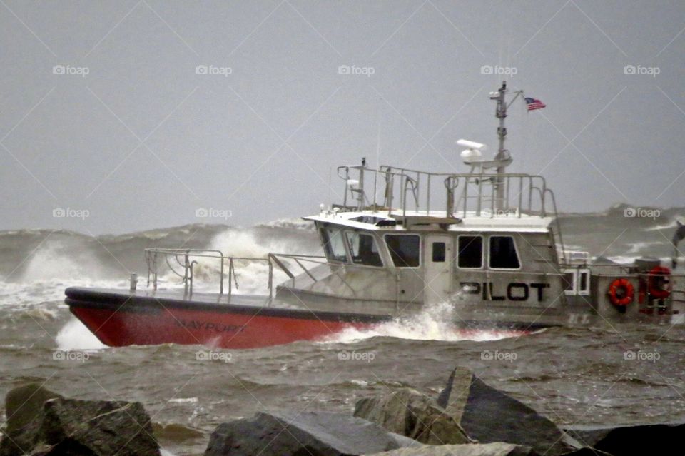 Pilot boat in rough water
