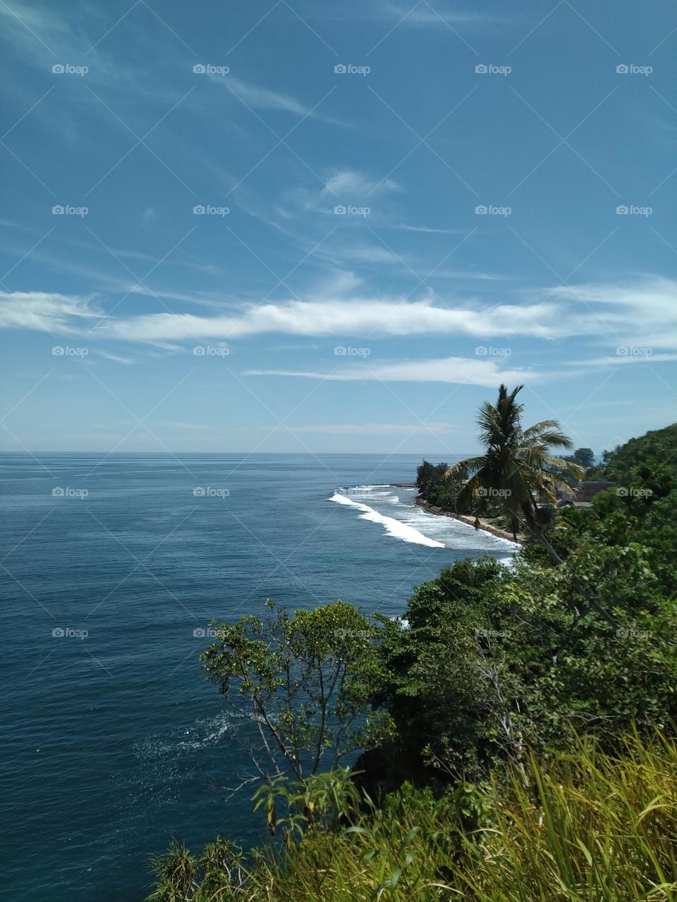 Beautiful view of Tapaktuan beach, Aceh from the height of the hill